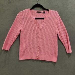 JEANNE PIERRE  Cable Knit Cardigan Sweater Women Size‎ Small Button Up Academia